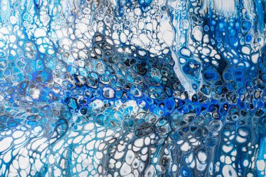 Yaratıcı soyut el boyası arka plan, duvar kağıdı, doku fırça darbeleriyle tuvale akrilik resmin yakın plan bir parçası. Modern sanat. Çağdaş sanat.