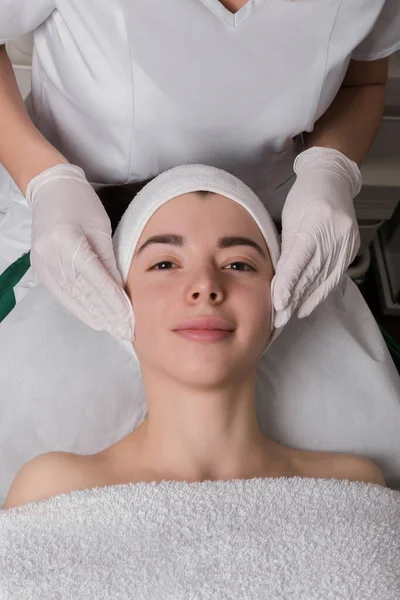 Top View Crop Unrecognizable Cosmetician Using Cotton Pads Applying Tonic — Stock Photo, Image
