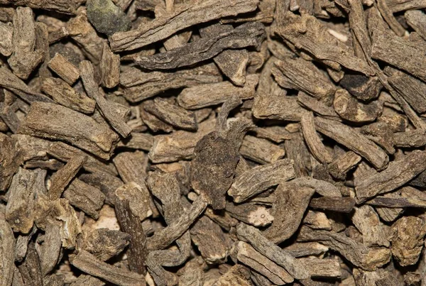 Dried Valerian Root Pieces Valeriana Officinalis Closeup Background Image Traditional — Stockfoto