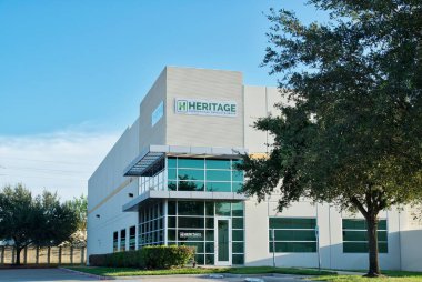 Houston, Teksas ABD 09-24-2023: Heritage Professional Products Group ofis binası Houston, TX. Endüstriyel bölge yönetim şirketi.