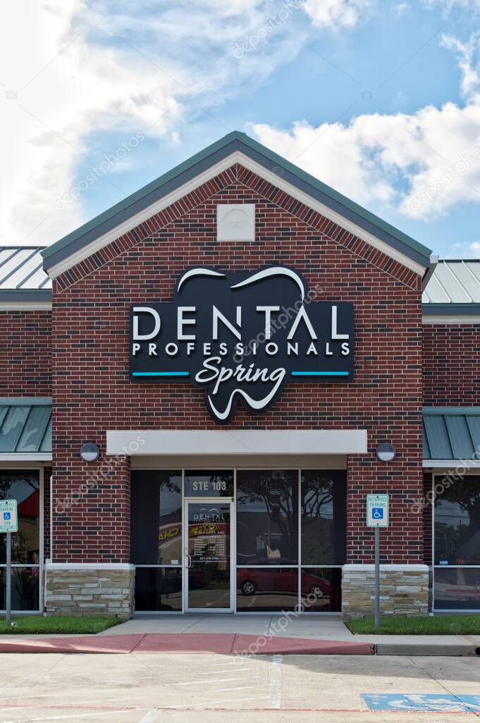 Houston, Texas USA 09-24-2023: Dental Professionals of Spring storefront exterior in Houston, TX. Private dental practice business outside view.
