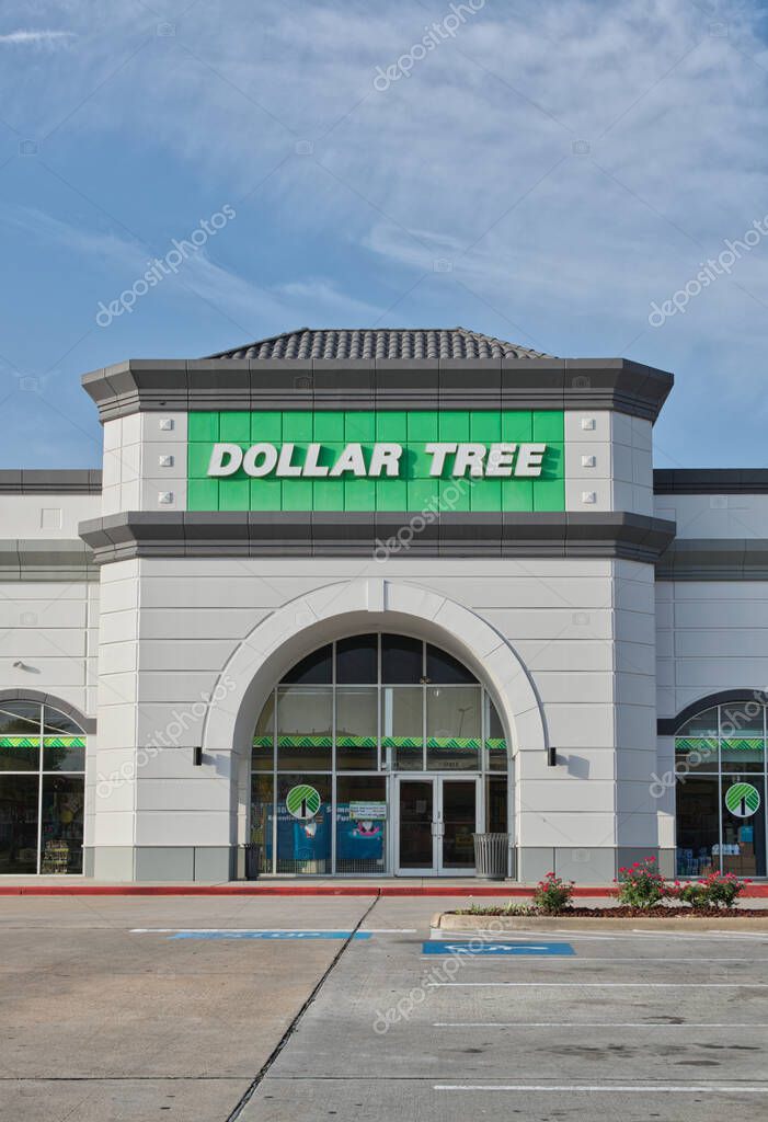 Houston, Texas USA 04-07-2024: Dollar Tree business storefront exterior, parking lot retail company, no people Houston TX USA.