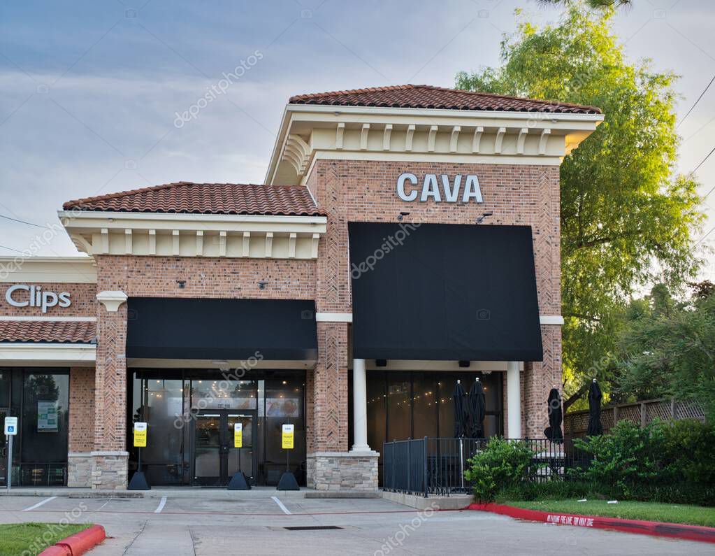 Houston, Texas USA 06-30-2024: Cava Mediterranean restaurant exterior business.