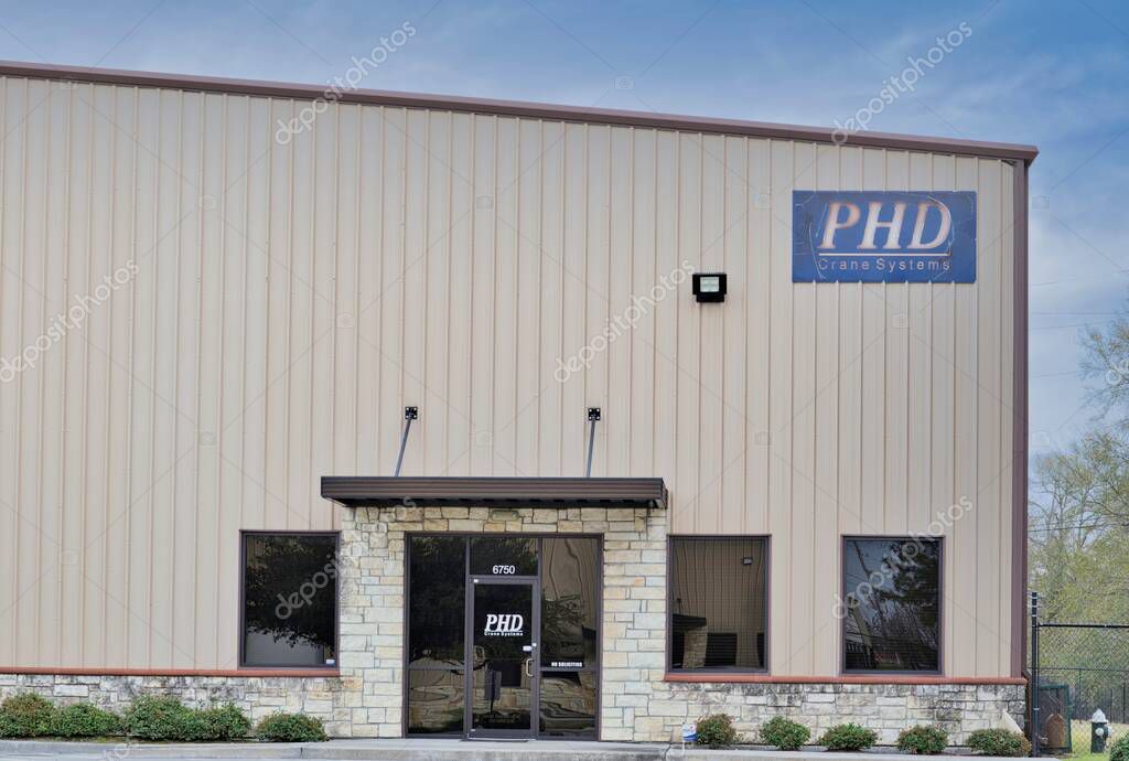 Houston, Texas USA 03-02-2025: Product Handling Design Crane Systems business storefront.