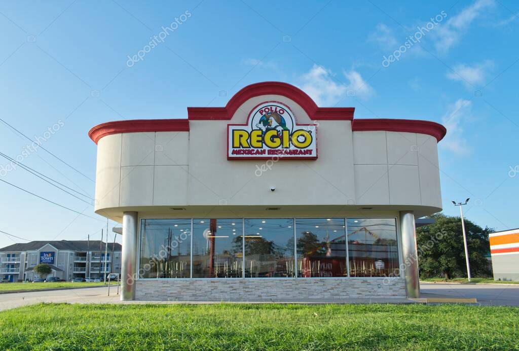 Houston, Texas USA 06-22-2025: Pollo Regio Mexican restaurant business location exterior.