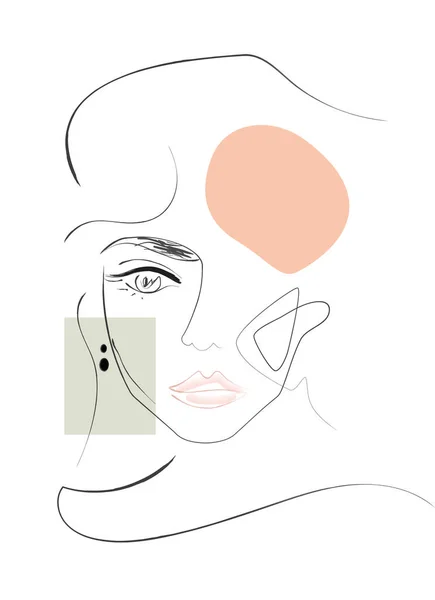 Abstract Female Face Style Amaze Art Portrait Minimalist Style Continuous — Stock Vector