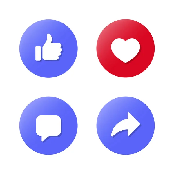 Love Comment Share Icon Vector Social Media Elements — 스톡 벡터