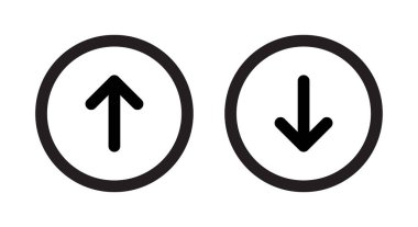 Yuvarlak satır arkaplanında izole edilmiş ok simgesi vektörünü yükle, indir, indir, yukarı ve aşağı