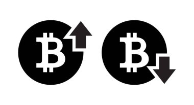 Bitcoin fiyat artışı simge vektörünü azaltır. Kripto para birimi piyasası aşağı sembol
