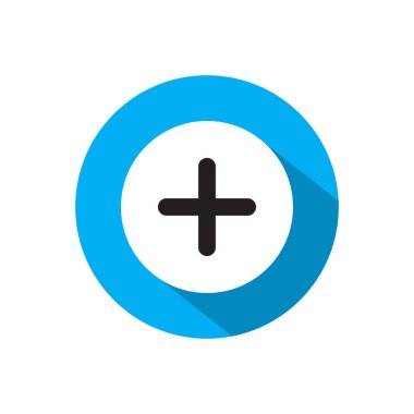 Düğme ekle, artı düz biçimdeki simge vektörü