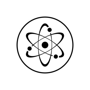 Bilim atomu, atomik simge vektörü daire çizgisi arkaplanında izole