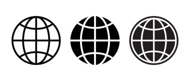 Globe, web, websitesi, dünya, internet ikon vektör kümesi koleksiyonu