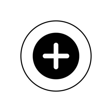 Add button, plus icon vector isolated on circle line background
