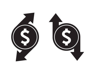 Dollar price up down icon vector. Rise and fall currency concept