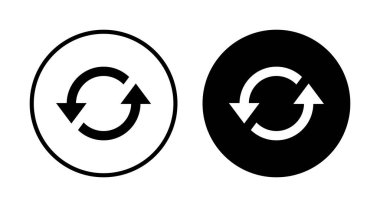 Reverse, sync icon vector isolated on circle background