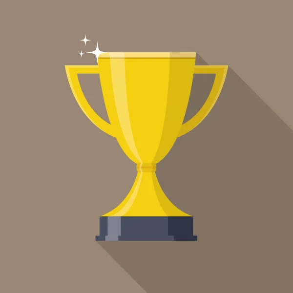 Gold Cup Icon Vector Flat Style Winner Trophy Concept — 스톡 벡터
