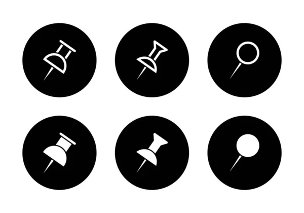 Push Pin Thumbtack Icon Set Sammlungsvektor — Stockvektor