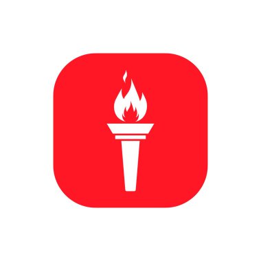 Meşale simgesi vektörü kare arkaplanda izole edildi