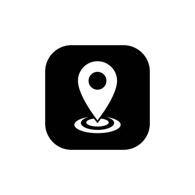 Adres, harita konumu ikon vektörü kare arkaplanda izole edildi