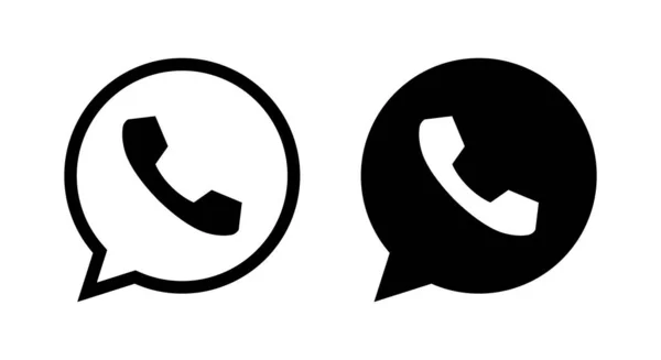 Düz Biçimli Telefon Arama Simgesi Vektörlü Konuşma Balonu — Stok Vektör