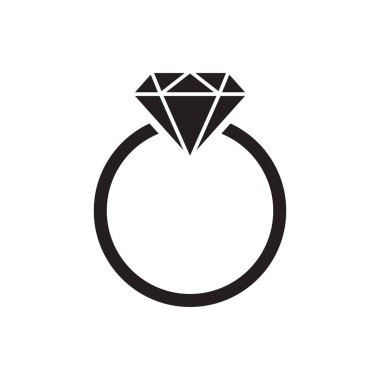 Düz biçimli elmas halka ikonu vektörü