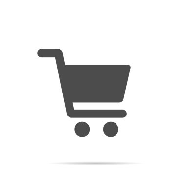 Alışveriş arabasının ikon vektörü düz stil. Çevrimiçi market tramvayı konsepti