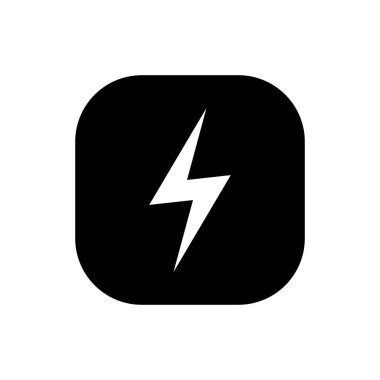 Şimşek simgesi vektörü. Yıldırım kare arkaplanda izole edildi