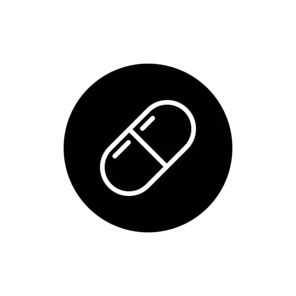 Lék Kapsle Droga Pilulka Ikona Vektor Izolovaný Kruhovém Pozadí — Stockový vektor