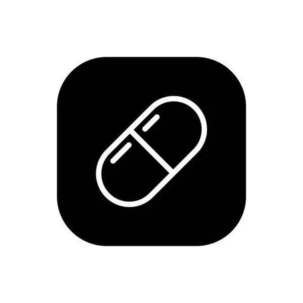 Lék Pilulka Ikona Kapsle Vektor Izolovaný Náměstí Pozadí — Stockový vektor