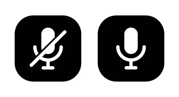 Mute Microphone Icon Vector Mic Symbol Isolated Square Background — Stock Vector