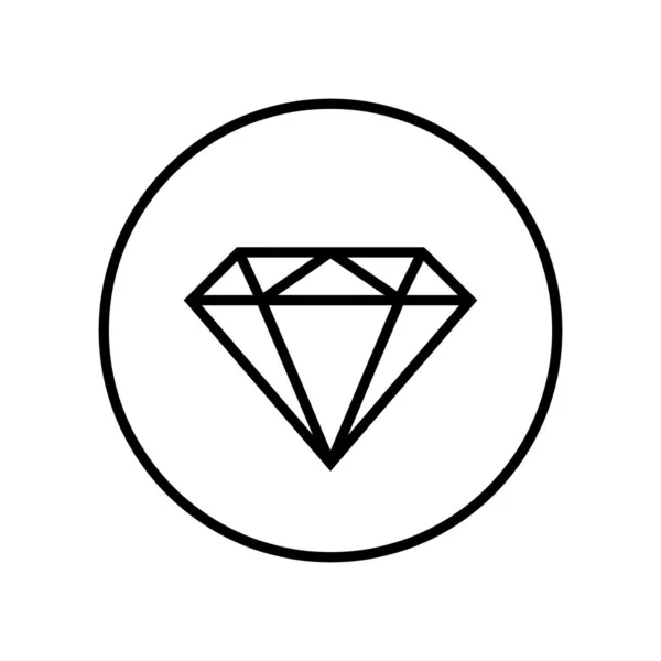 Diamond Gem Line Icon Vector Precious Stone Symbol Isolated Circle — Stock Vector