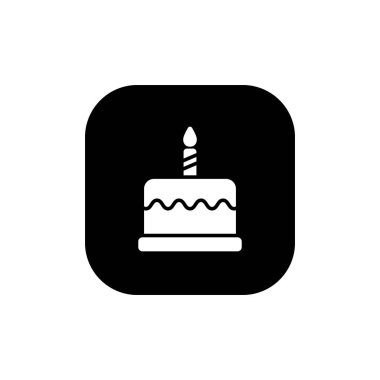 Kare arkaplanda izole edilmiş doğum günü pastası ikonu vektörü