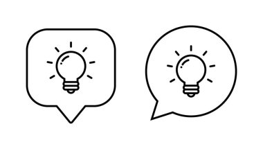 Ampul, konuşma baloncuklu fikir simgesi vektörü
