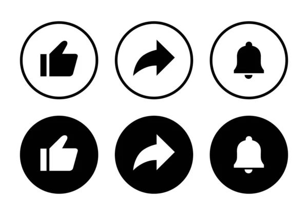 Share Und Bell Icon Vektor Elemente Für Kanalabonnements — Stockvektor