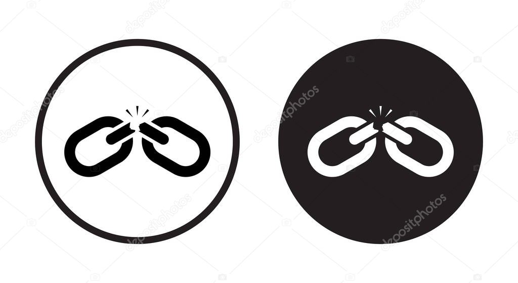 Broken chain icon vector isolated on circle background
