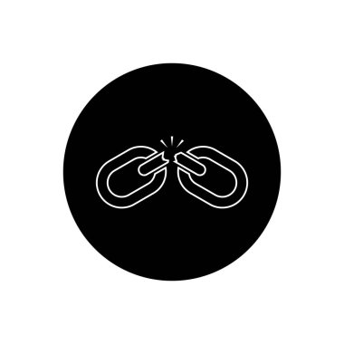 Çizgi biçiminde kırık zincir ikon vektörü. Hasar bağlantısı sembolü