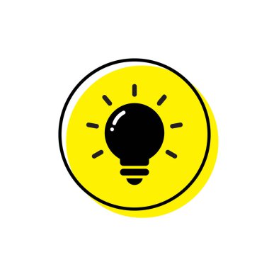 Fikir simgesi vektörü. Ampul, lamba işareti sembolü