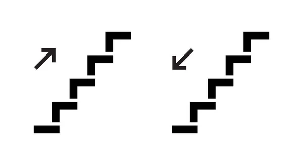 Övervåningen Och Nedre Ikonen Vektor Trappor Stege Skylt Symbol — Stock vektor