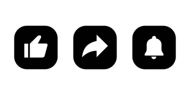 Paylaşım ve çan ikonu vektörü gibi. Kare arkaplandaki ögeleri destekle