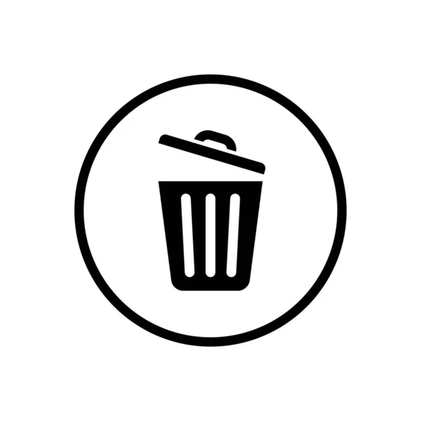 Open Recycle Bin Trash Can Icon Vector Circle Line — Stock Vector