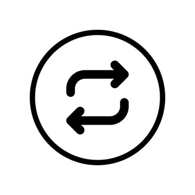 Repost, retweet, daire çizgisi içinde düğme simgesi vektörünü paylaş