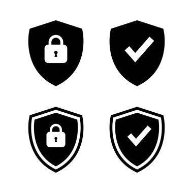 Kalkan koruma ikon vektörü. Güvenlik sembolünü koru, kilitle