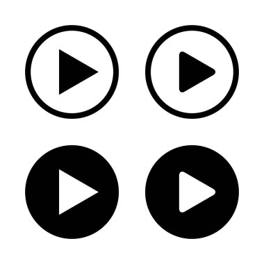 Simge vektörünü oynat. Beyaz arkaplanda video düğmesi sembolü izole edildi