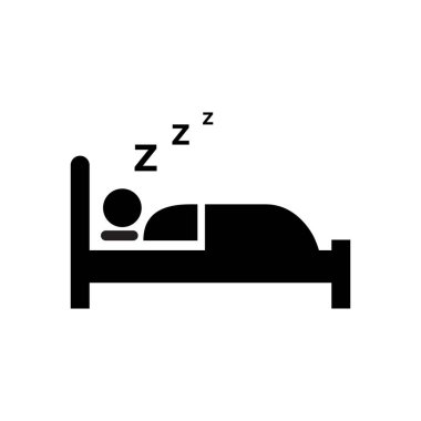 Uyku, uyku, yatak simgesi vektörü beyaz arkaplanda izole
