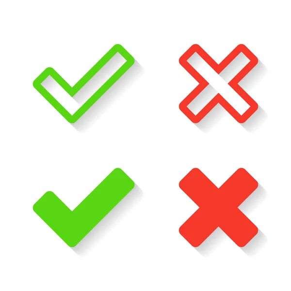 Check Mark Cross Icon Vector Approve Reject Sign Symbol — Stock Vector