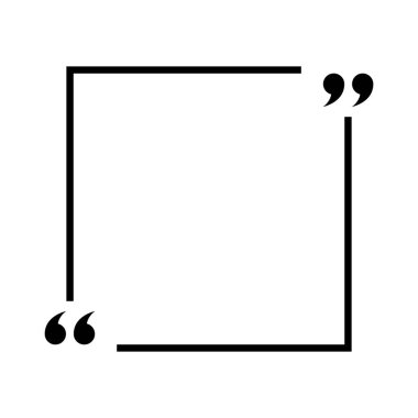 Düz stil ile metin işareti. Kare alıntıları çerçeve vektörü