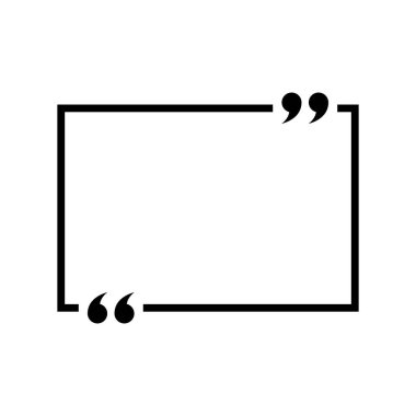 Düz stil ile metin işareti. Dikdörtgen tırnak işareti çerçeve vektörü