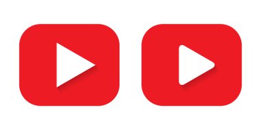 Kırmızı dikdörtgen ile Youtube simge vektörünü oynat. Video oynatıcı düğme işareti sembolü