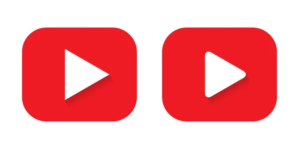 播放按钮Youtube图标矢量在红色矩形 视频播放器按钮符号 — 图库矢量图片