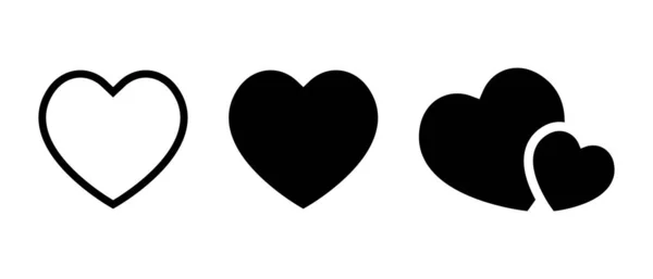 Černá Láska Ikona Vektor Plochém Stylu Srdce Romantické Znamení Symbol — Stockový vektor